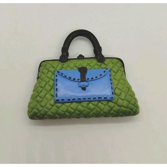 2005 Barbie My Scene Swappin' Styles Green Quilted Purse Bag Top Handle - Picture 1 of 2